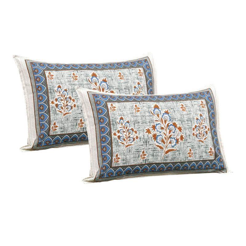 Floral Kaleidoscope Cotton Bedsheet (Blue) - 120 TC media 3