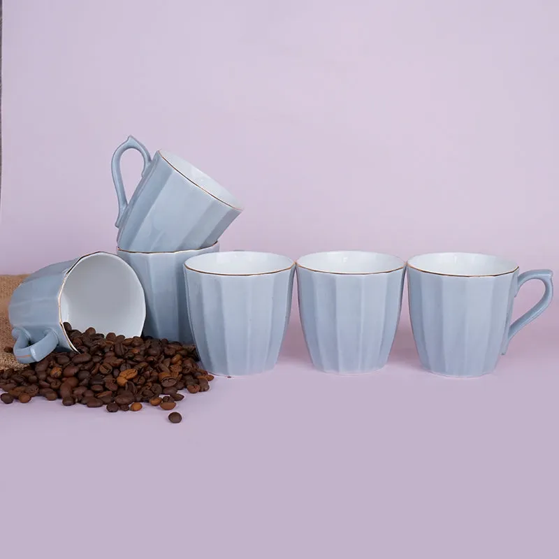 Ereva Porcelain Tea Cup (200 mL Each)/Grey)- Set of Six media 1