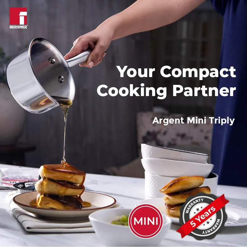 Bergner Argent Triply Saucepan With Lid - 2200 ML media 3