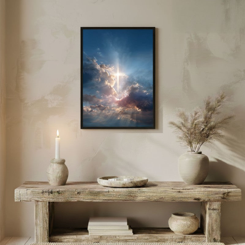 Peaceful Sky Archival Paper Wall Painting With Black Frame media 3