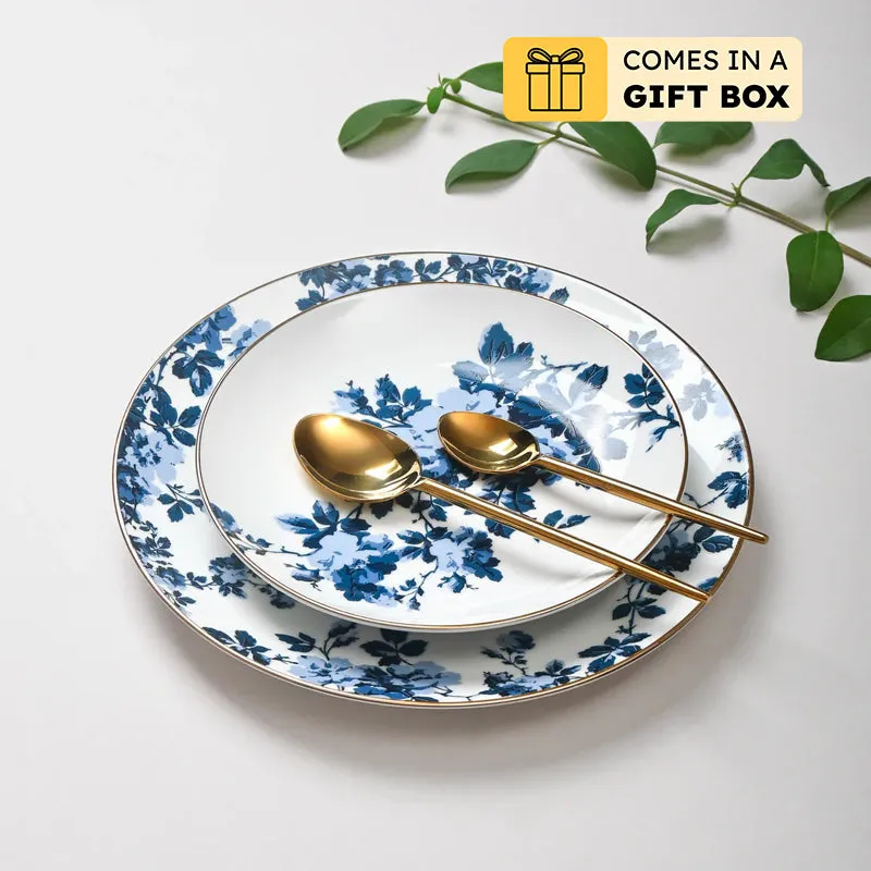 Zeneta Leaves 24k Gold Brushed Porcelain Dinner Set - 33 Piece Set media 1