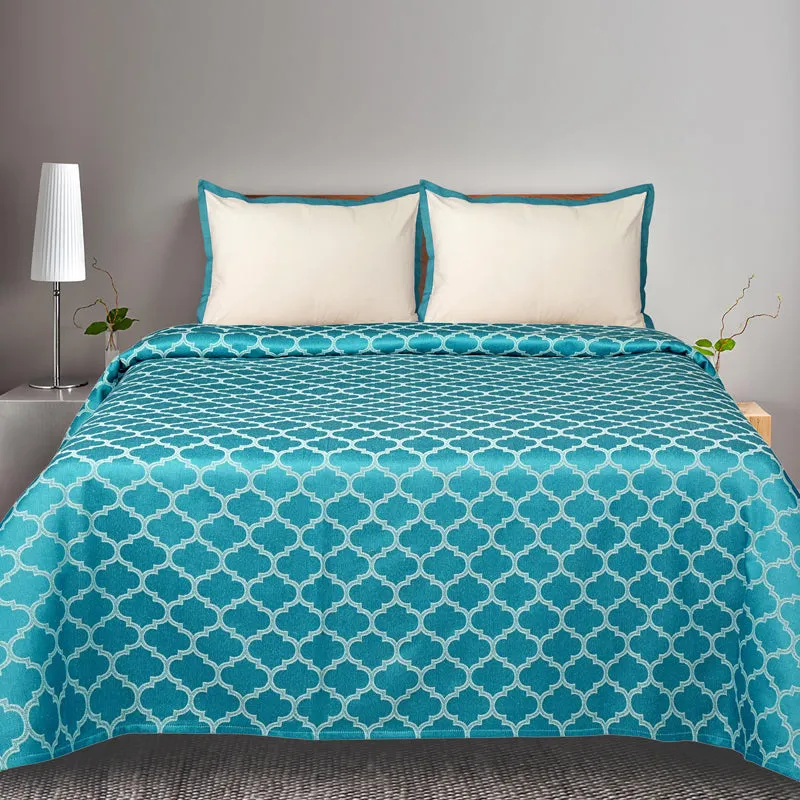 Saral Home Noor Cotton Bedsheet (Teal) - 224 TC media 1