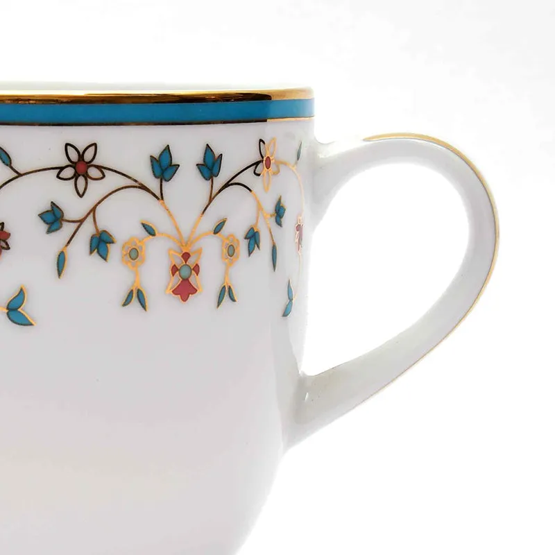 Gilded Mavi Pete 24k Gold Brushed Porcelain Coffee Mug (300 mL Each) - Set Of Six media 6