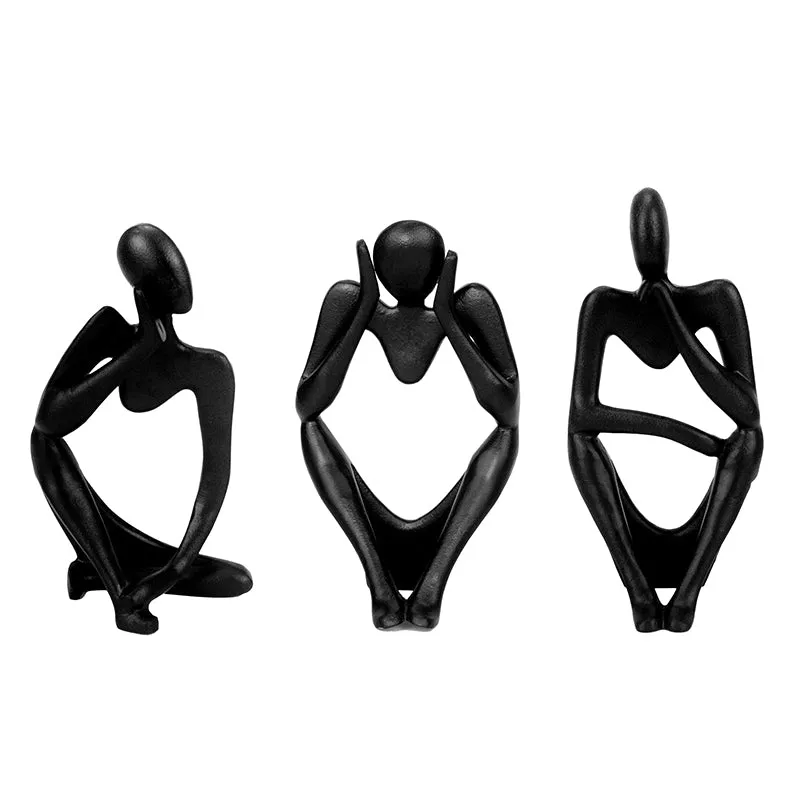 Human Ponder Showpiece (Black) - Set Of Three media 3