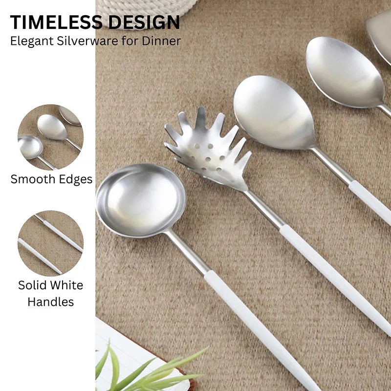Stirling Stainless Steel Serving Spoon (White & Silver) - Set Of Five media 5