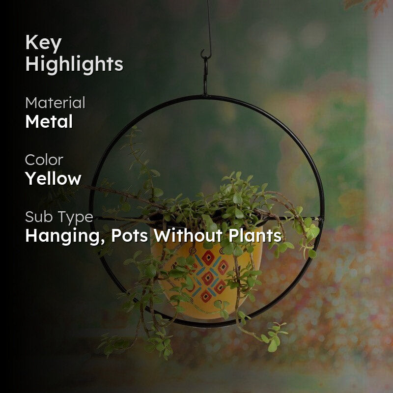Yellow Love Round Hanging Planter media 2