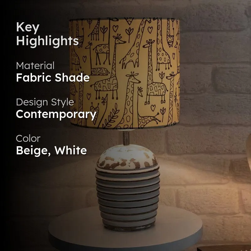 Tall Tales Wood & Fabric Table Lamp - Beige media 2