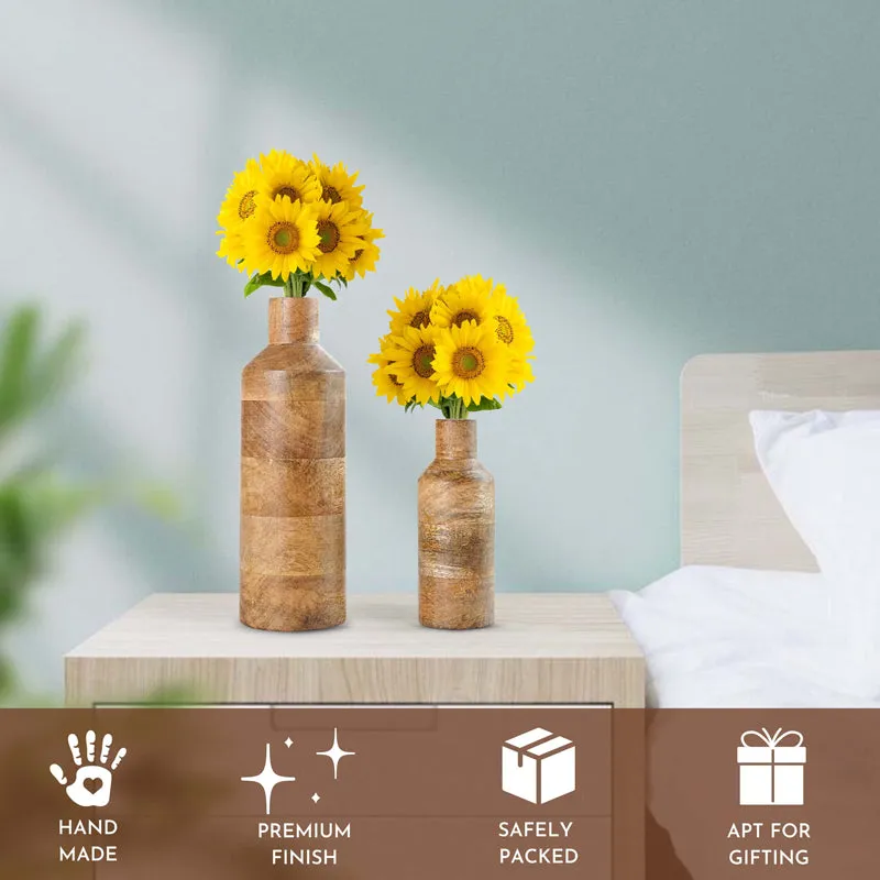 Silasa Wooden Vase (Light Brown) - Set Of Two media 3