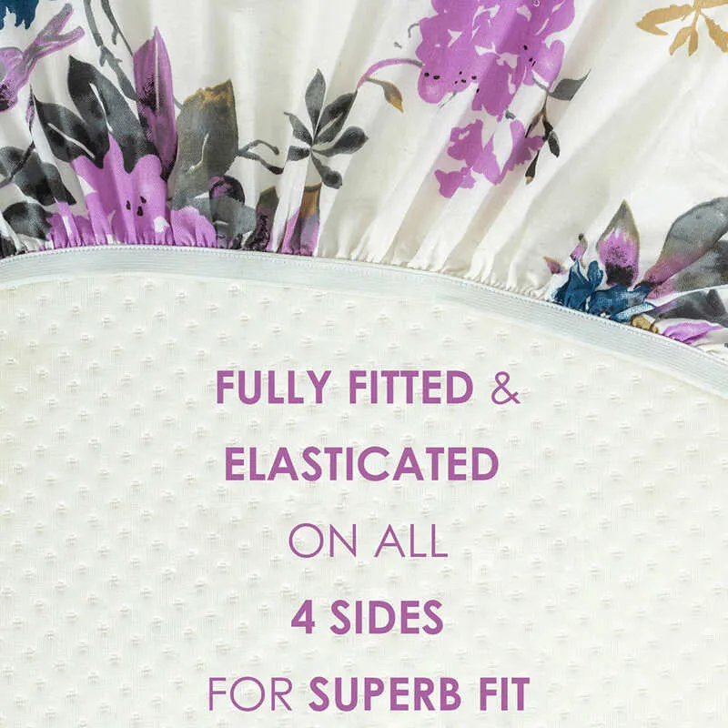 Swayam Ruvo Rosa Cotton Bedsheet (Purple) - 200 TC media 9