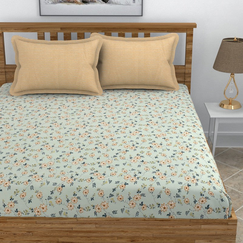 Floral Whirl Fitted Micro Fiber Bedsheet - 150 GSM
