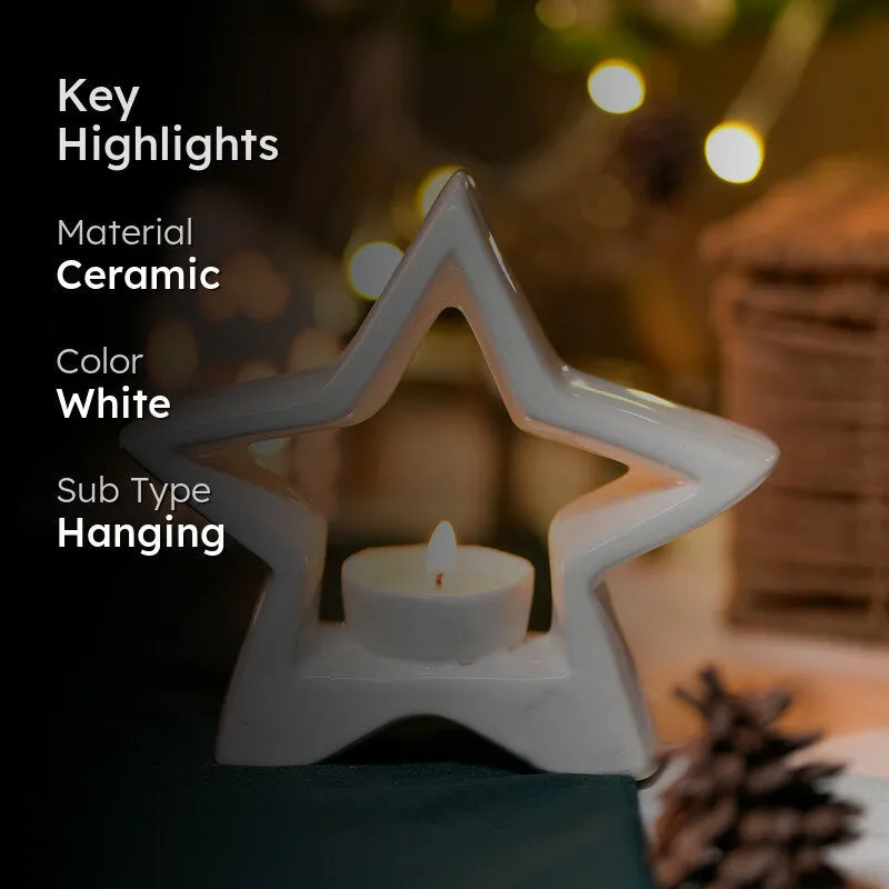 Wish Upon A Star Festive Ceramic Tea Light Holder media 2