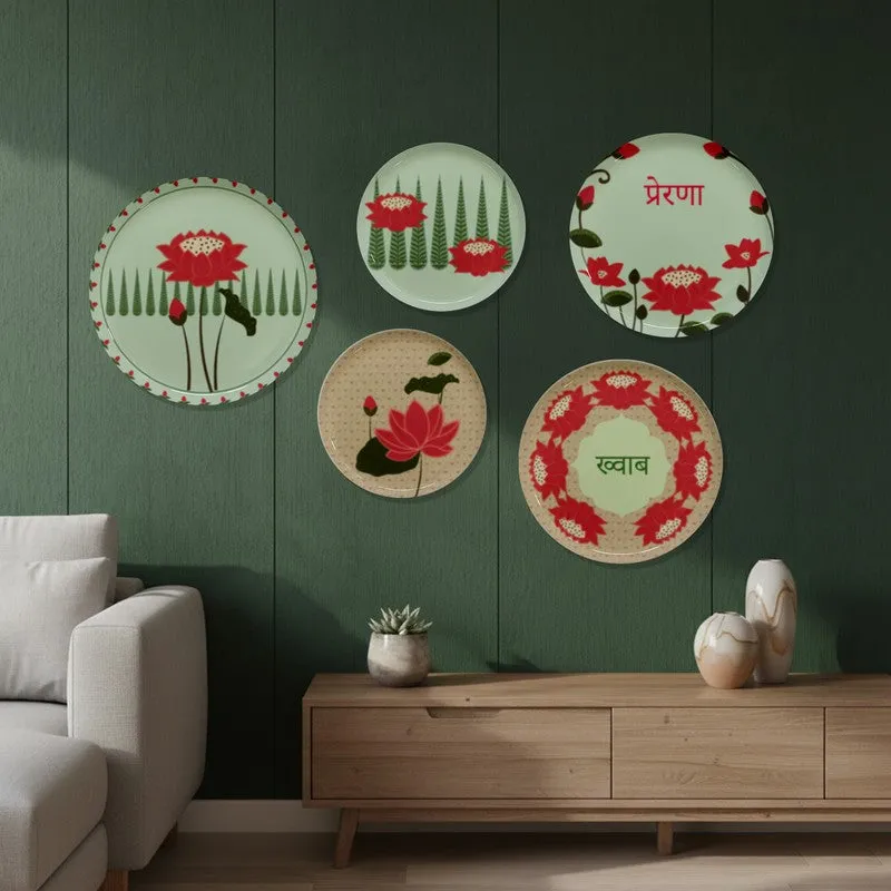 Lotus Harmony Metal Wall Plates - Set of Five media 3