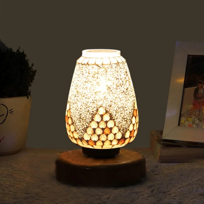 Aureline Glass Table Lamp With Wooden Base - Multicolor media 1