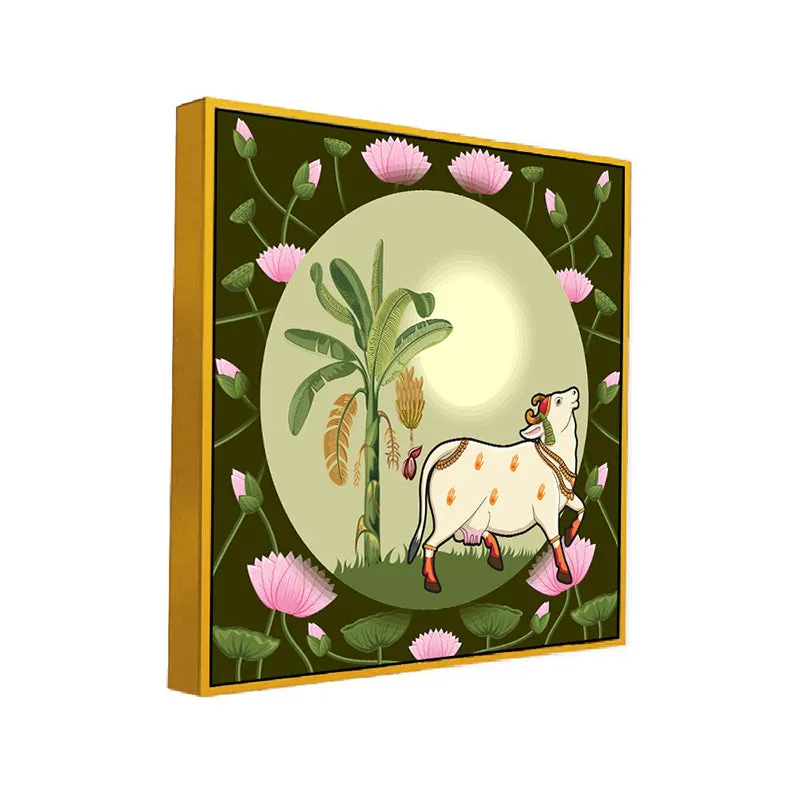 Pastoral Paradise Canvas Wall Painting With Frame - Gold media 3