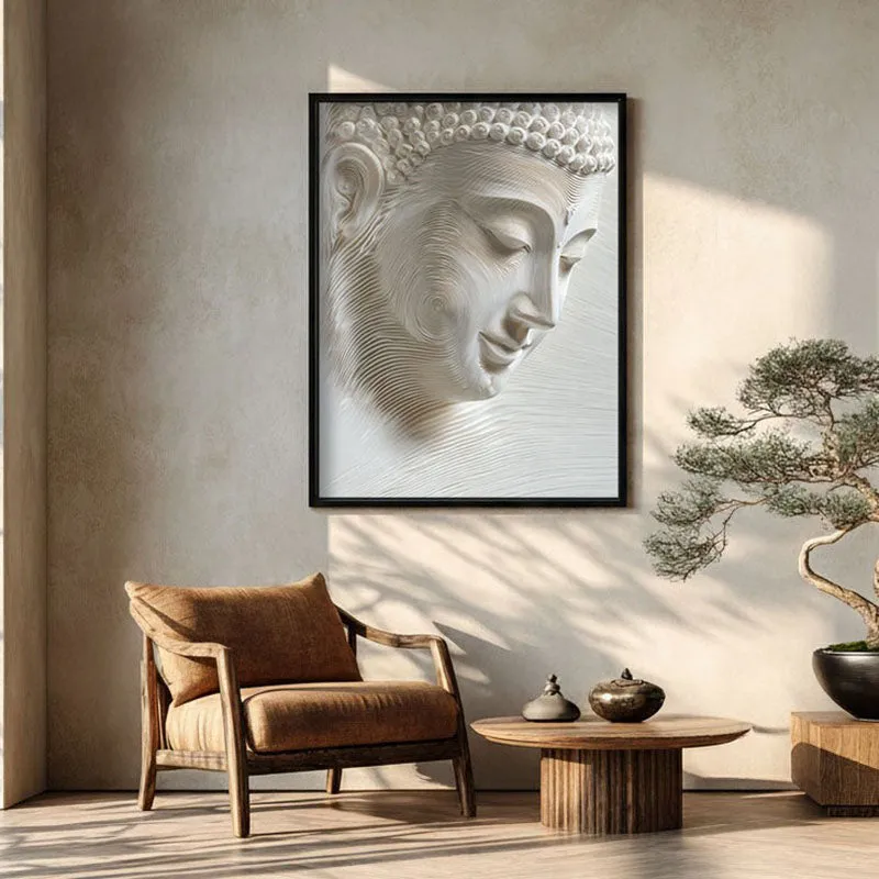 Meditative Flow Wall Painting With Black Frame media 1