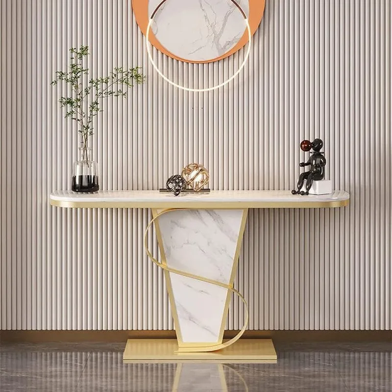 Bold Metal Console Table with Marble Top - Large media 4
