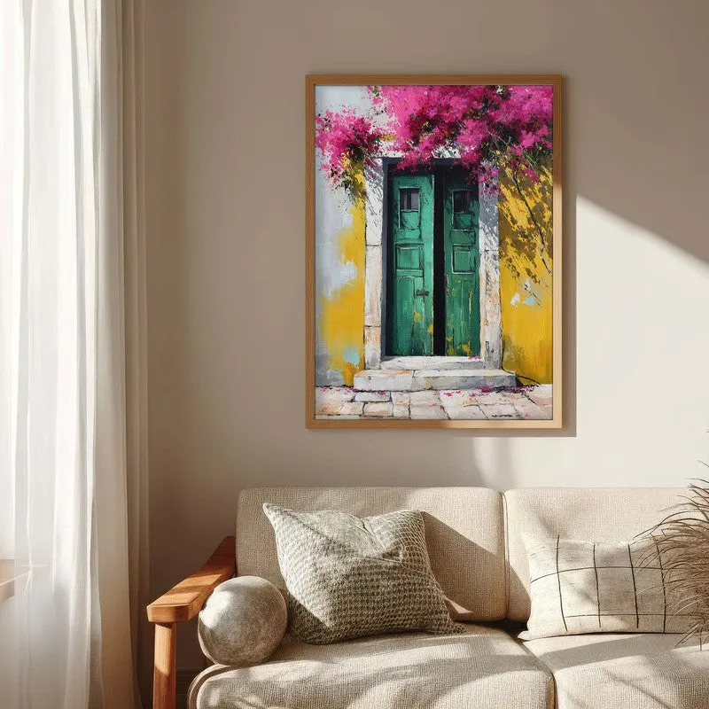 Bougainvillea Bliss Canvas Wall Painting - Brown Frame media 6