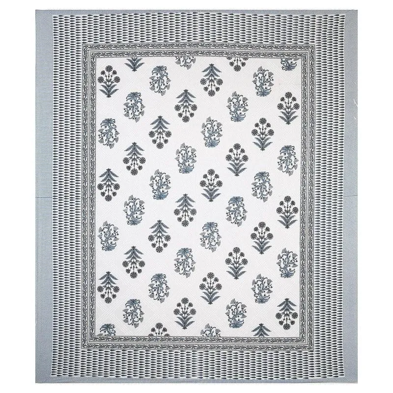 Brynn Floral Cotton Bedsheet (Blue) - 160 TC media 3