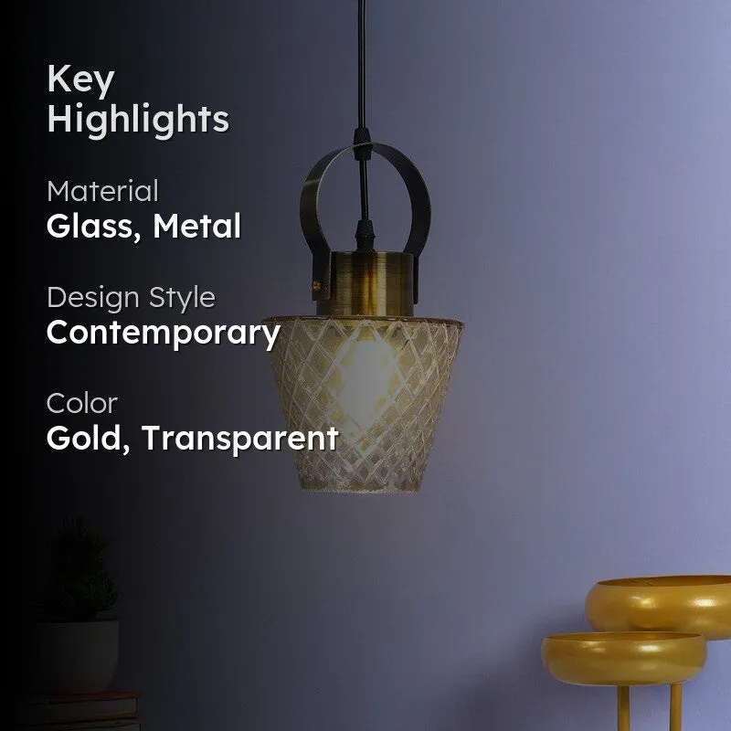 Antiqued Hoop Glass Ceiling Lamp - Gold media 2