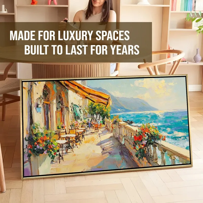 Cafe by Sea Canvas Wall Painting With Frame media 7