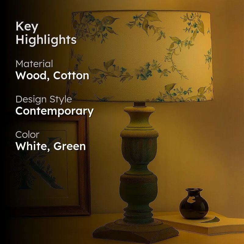 FloralEcho Wooden Table Lamp media 2