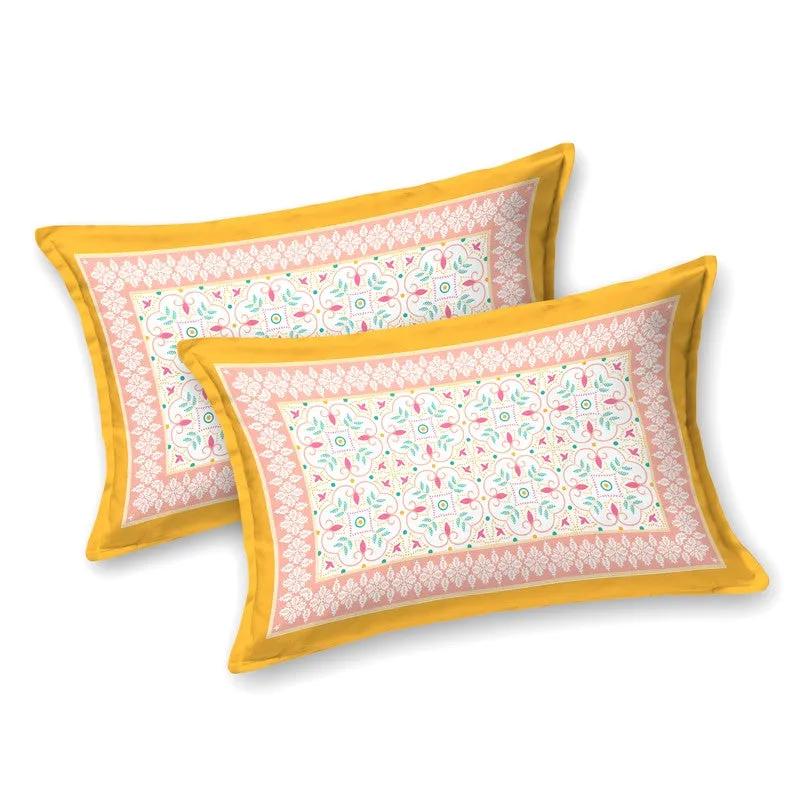Royal Touch Cotton Bedsheet (White,Orange) - 120 TC media 3