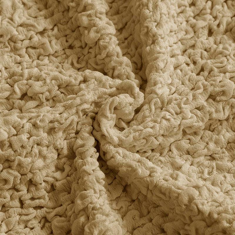 Refined Ruffles Solid Sofa Cover (Beige) - Two Seater media 4
