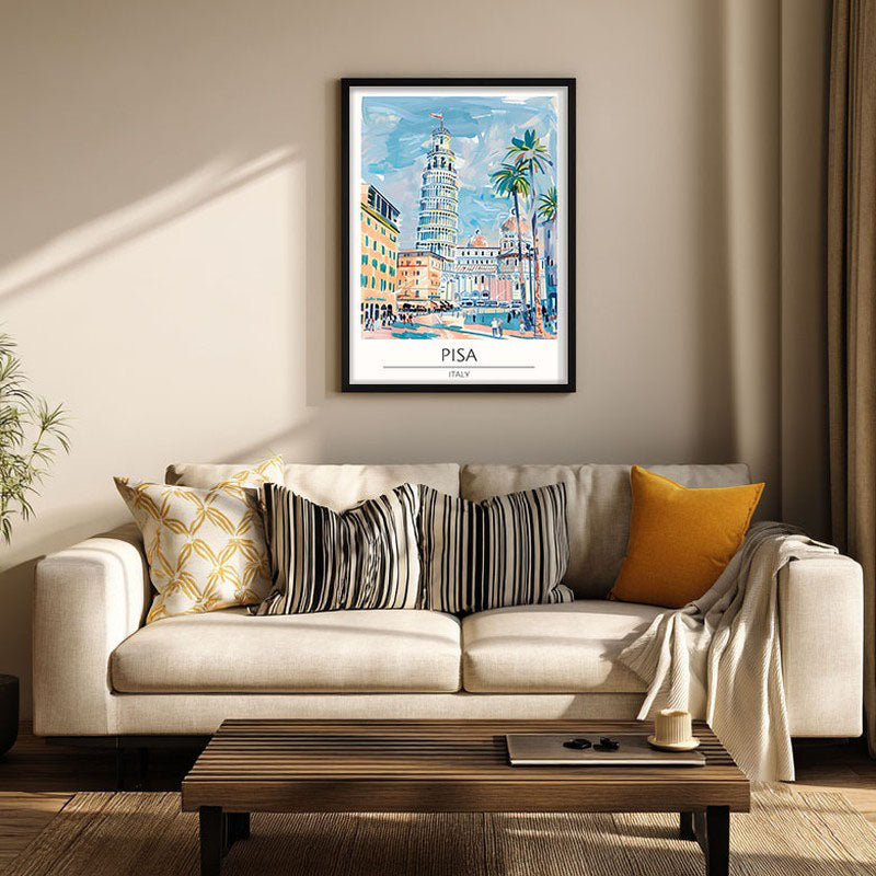 Vintage Pisa Framed Canvas Wall Painting