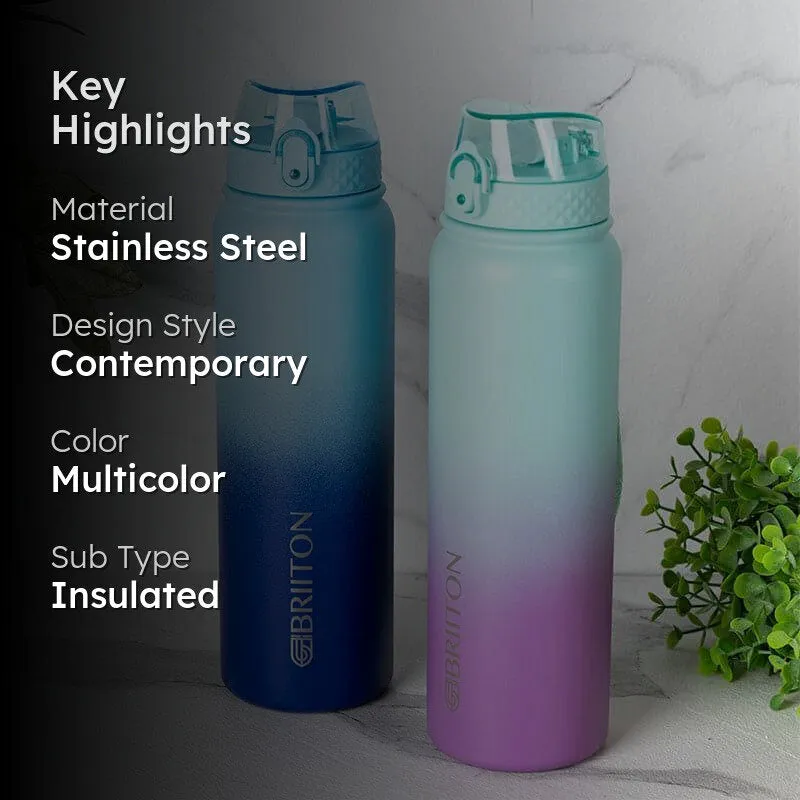 Hydrona Hot & Cold Thermos Water Bottle (Blue & Purple, 1000 mL Each) - Set Of Two media 2