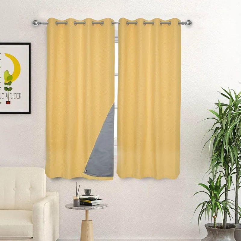Form Ease Cotton Blackout Curtains (Yellow) - Set Of Two media 3
