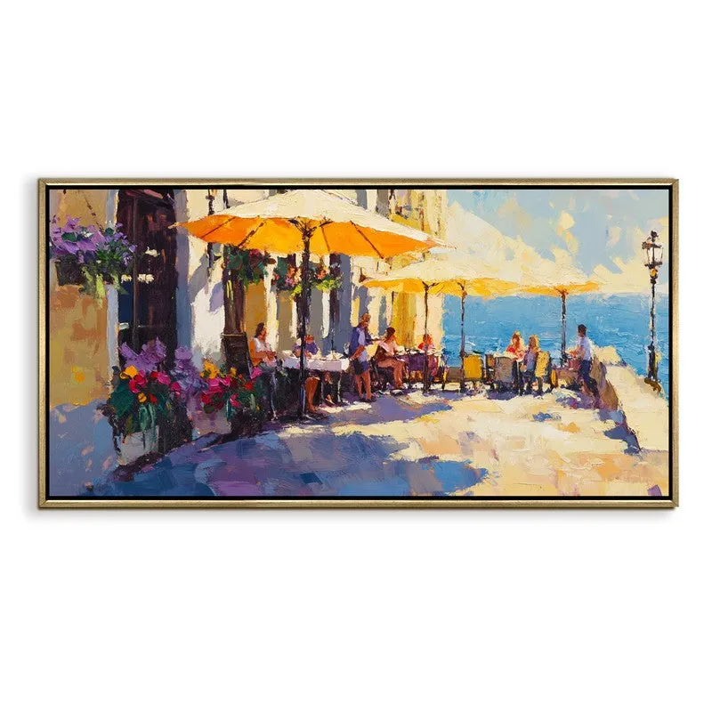 The Seaside Cafe Canvas Wall Painting With Frame media 3