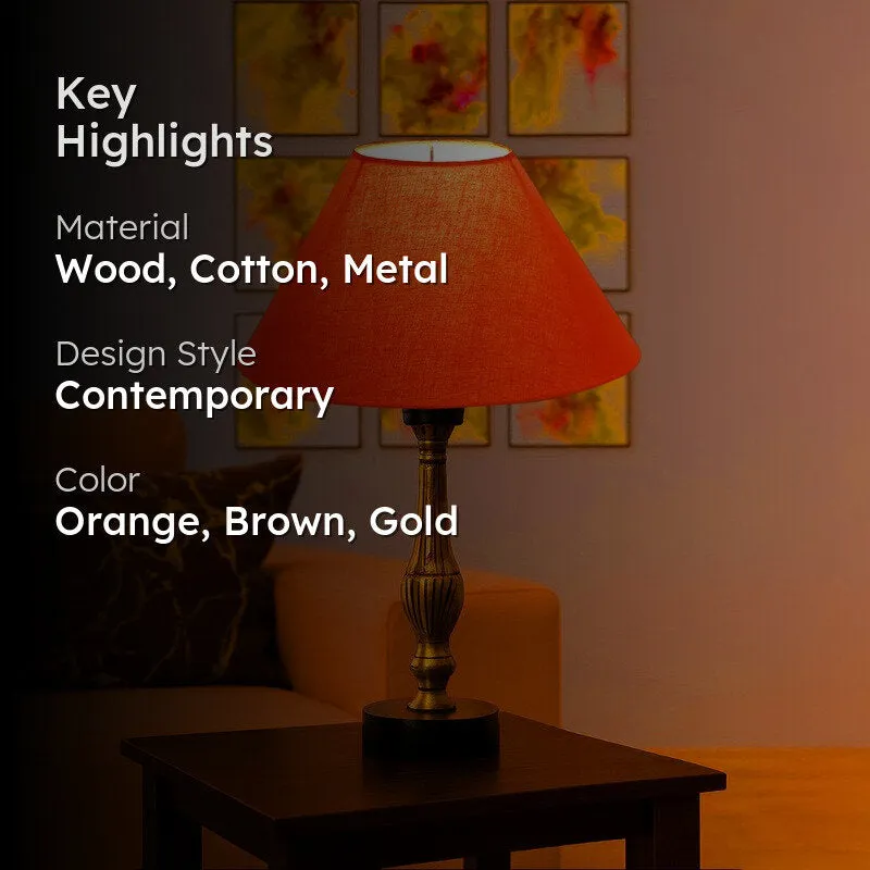 Aurelo Kyro Wooden Table Lamp - Orange - 2