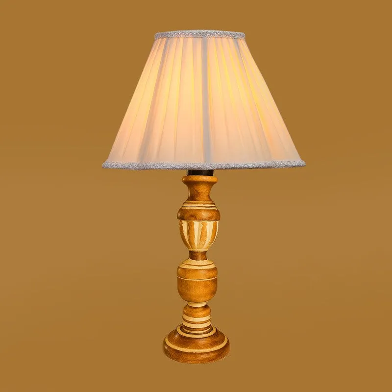 Zenrae Pleat Wooden Table Lamp - OffWhite,Brown media 6