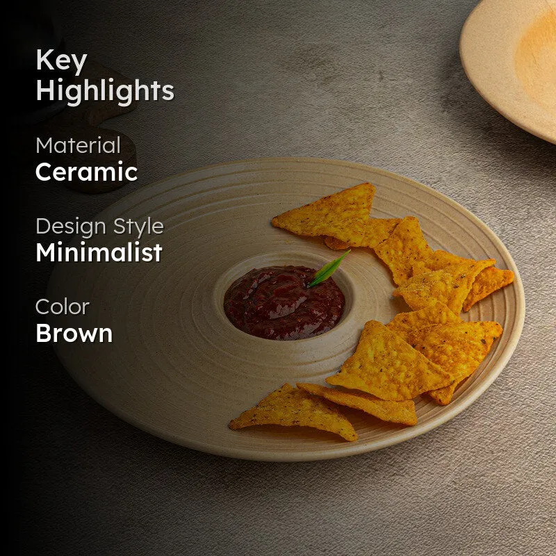 Earthen Grove Ceramic Chip n Dip Platter - Brown media 2