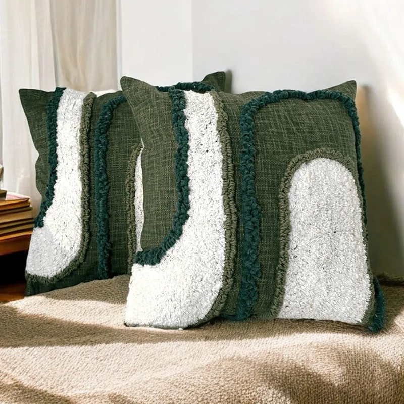 Crest Weft Tufted Cushion Cover Set - Set Of Two media 1