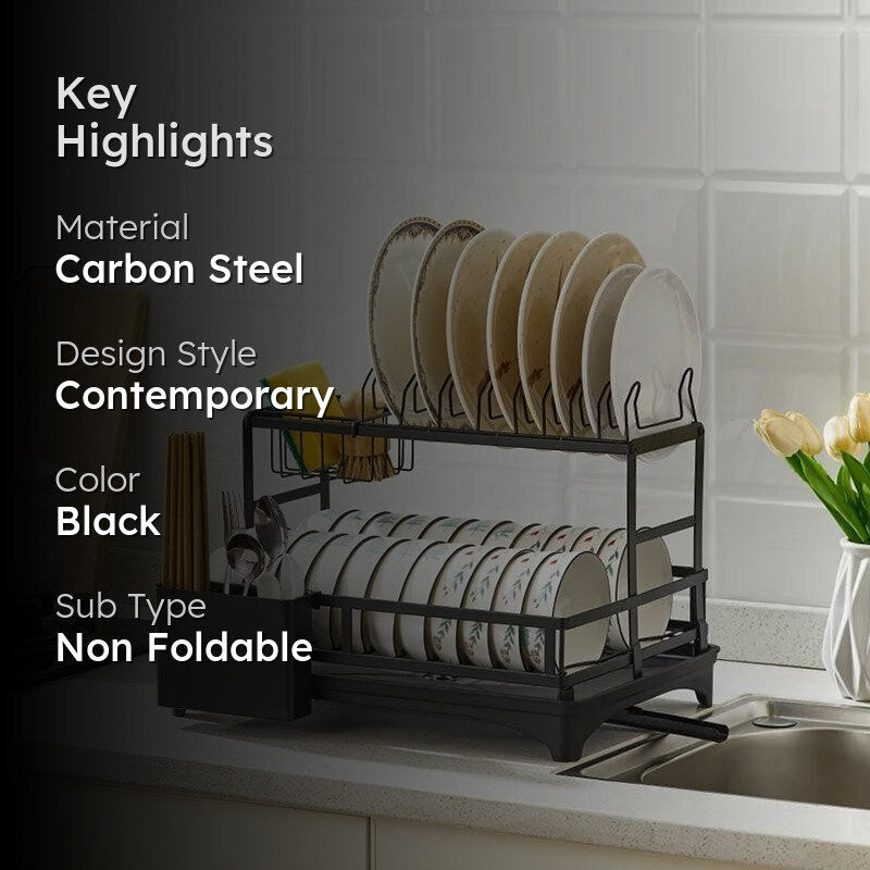Orho Two Tier Dish Rack - Black media 2