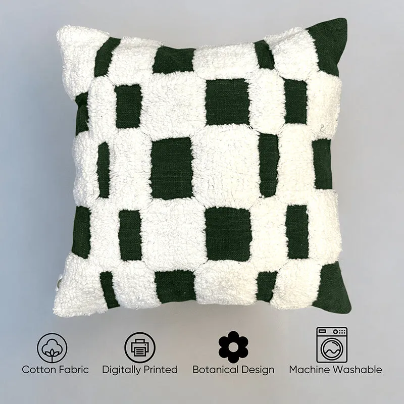 Cushy Checkers Tufted Cushion Cover (Black & White) - Set Of Three media 4