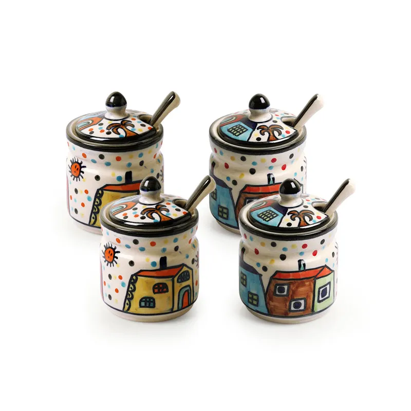 Coastal Cottage Handpainted Ceramic Jar With Spoon (280 ML) - Eight Piece Set media 3