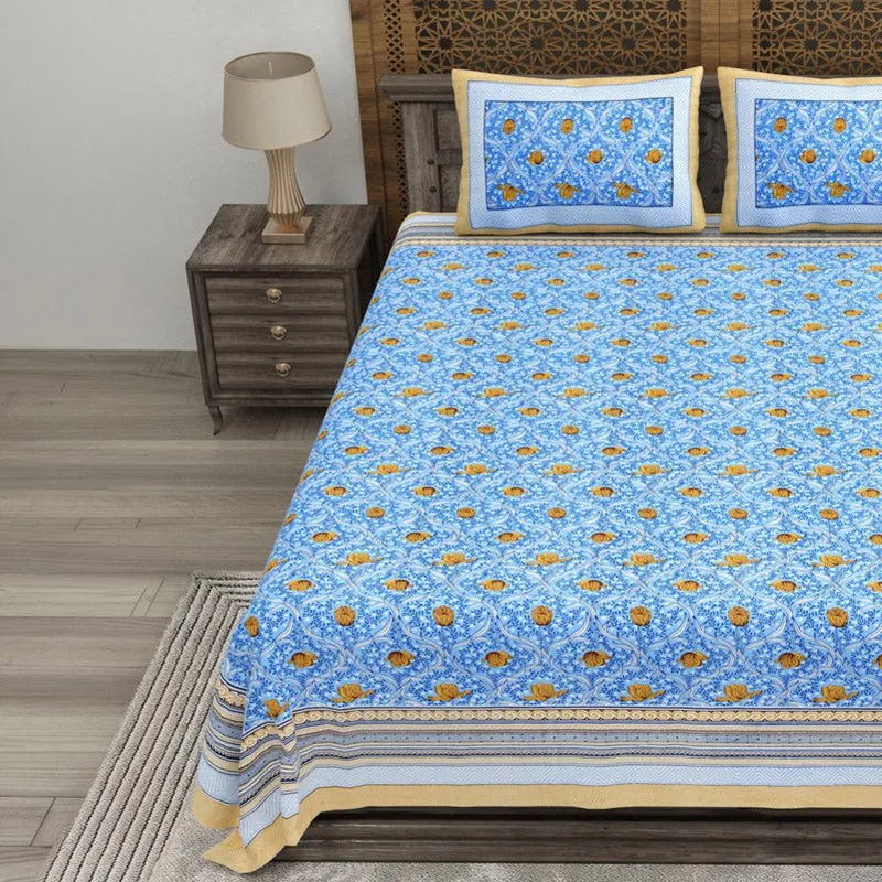 Shapeix Cotton Bedsheet (Blue) - 240 TC media 3