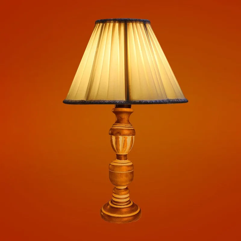 Zenrae Pleat Wooden Table Lamp - OffWhite,Brown media 7