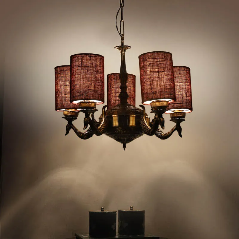 Vichitra Cylindrical Golden Antique Ceiling Lamp media 1