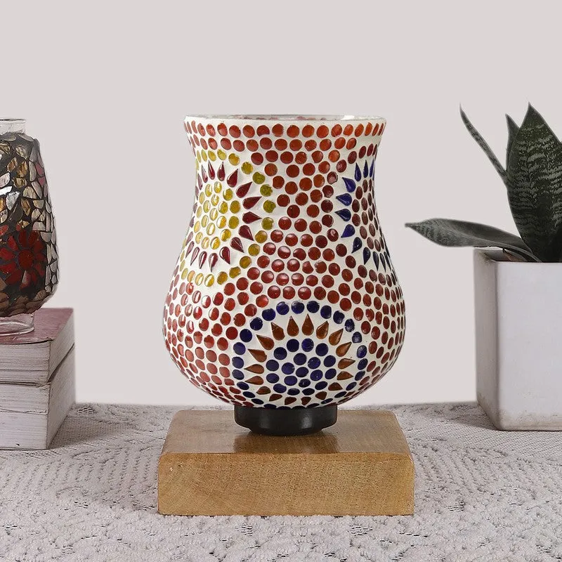 Mirello Mosaic Glass Table Lamp With Wooden Base - Multicolor media 4