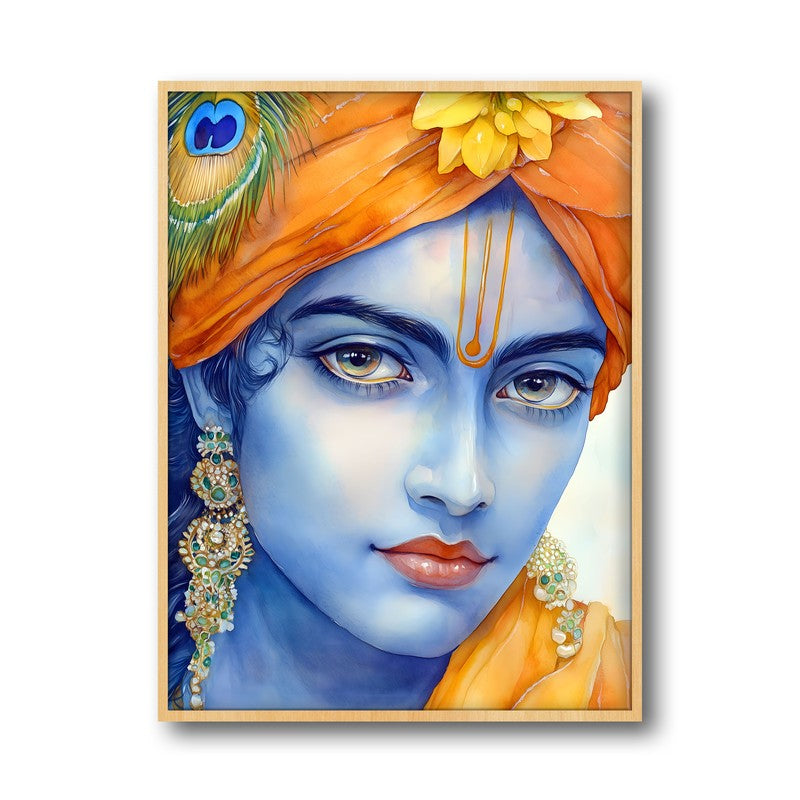 Divine Achyutha Spiritual Archival Paper Wall Painting - Natural Brown Frame media 5