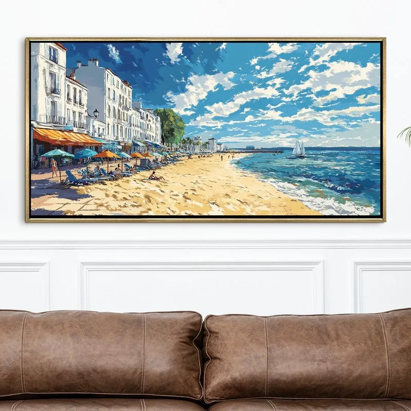 Cerulean Canvas Wall Painting With Frame media 4