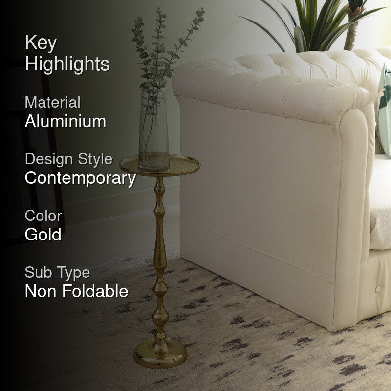 Curved Frame Aluminum Side Table - Gold media 2