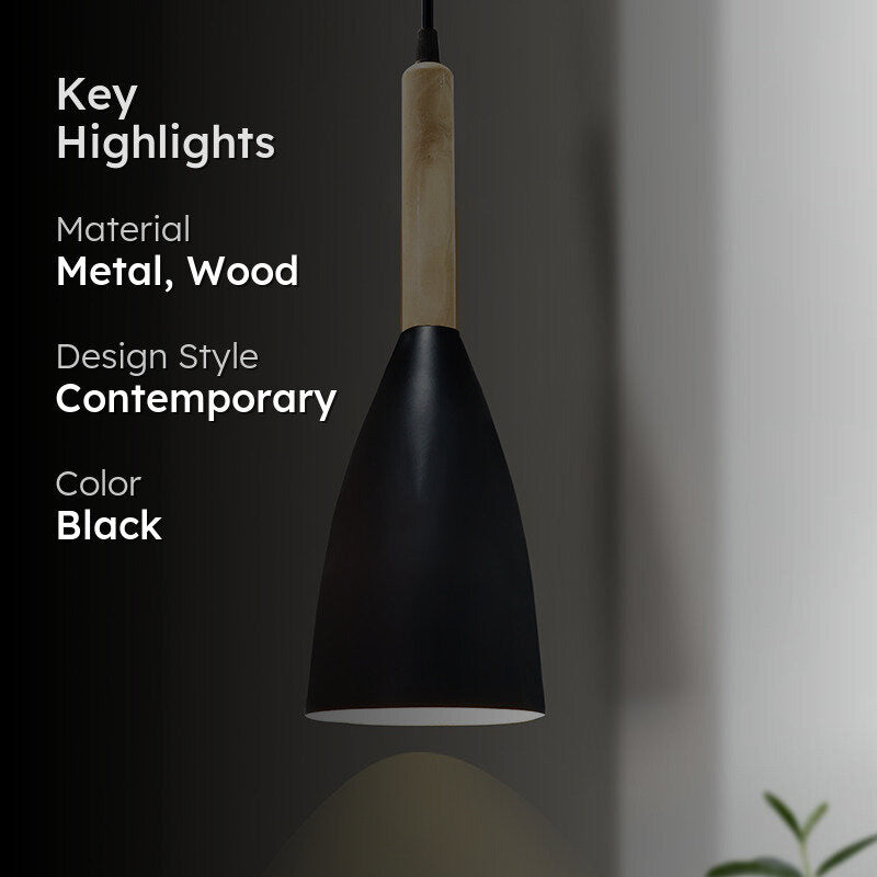 Mistry Metal Cone Ceiling Lamp - Black media 2