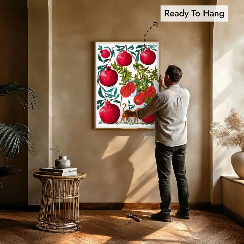 Pomoria Pomegranate Garden Illustration Canvas Wall Painting With Brown Frame media 8
