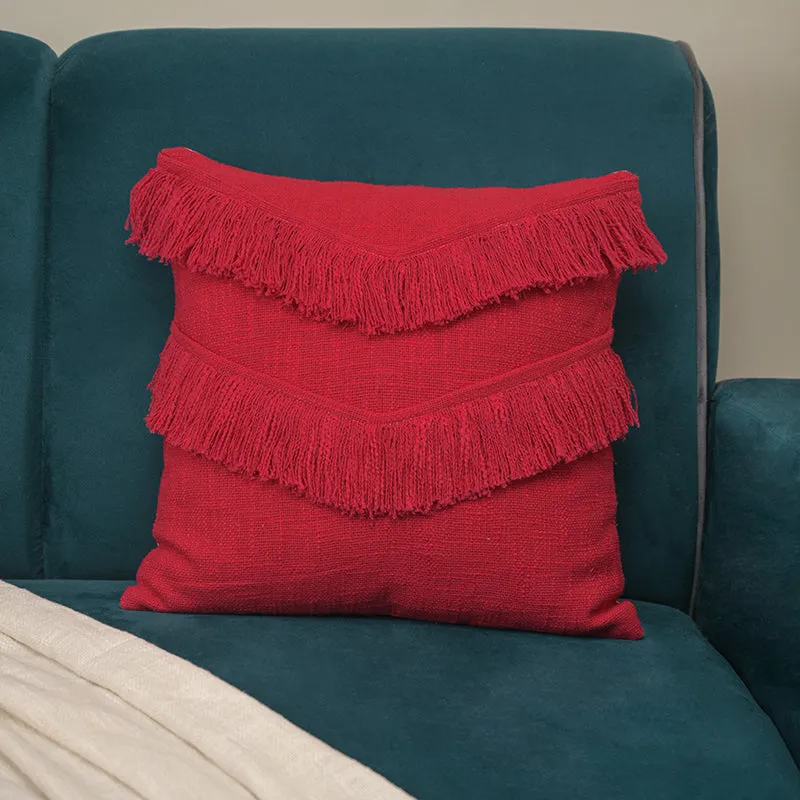 Fringe Comfort Cushion Cover - Red media 3