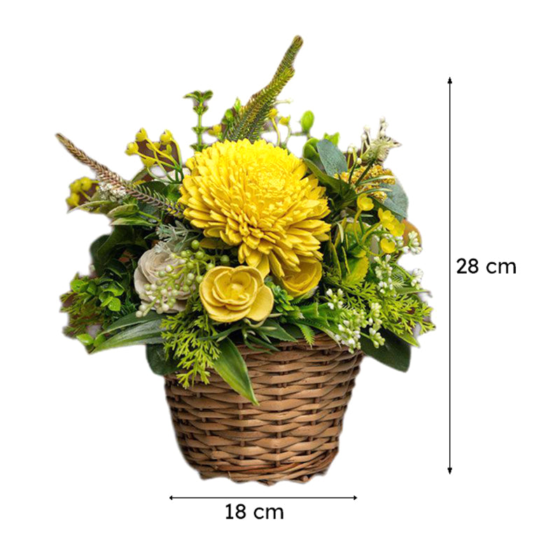 Sunshine Yellow Solawood Floral Basket image 7
