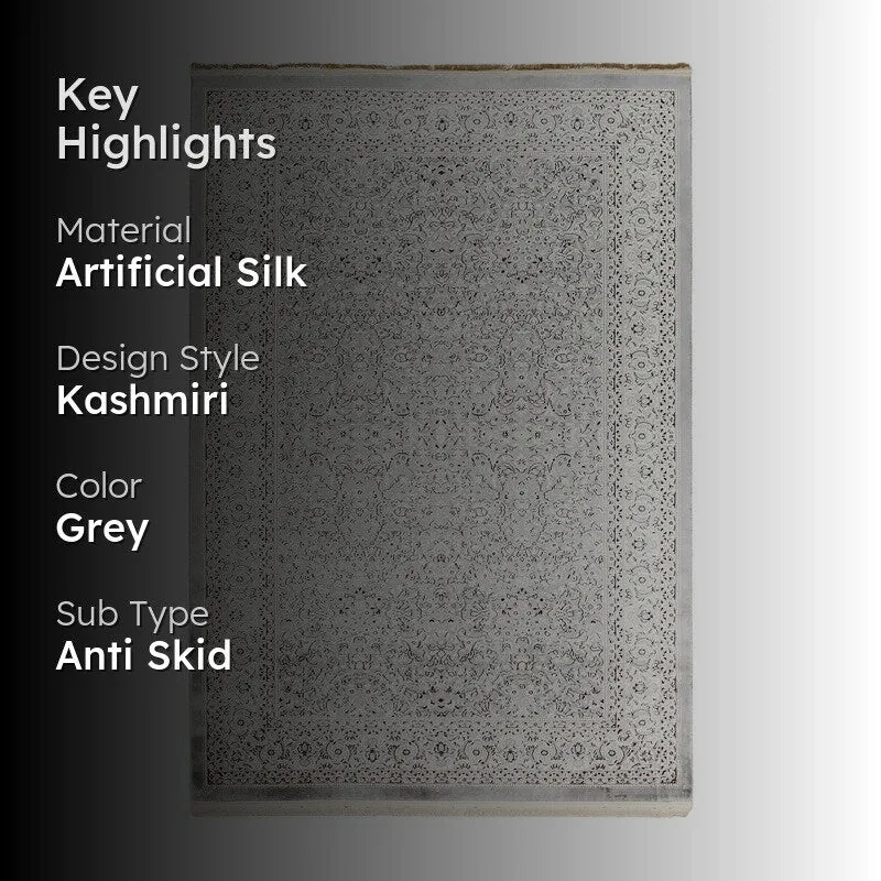 Kashira Art Silk Carpet - Grey media 2